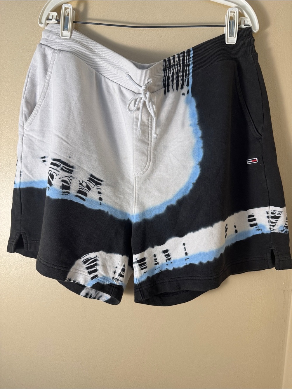 Tommy Hilfiger Black, White & Light Blue Tie-Dye Swim Board Shorts